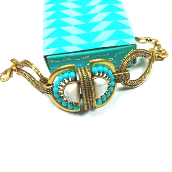 Stella & Dot Vintage Gold Semi-Precious Totem Bracelet NIB - Picture 4 of 12